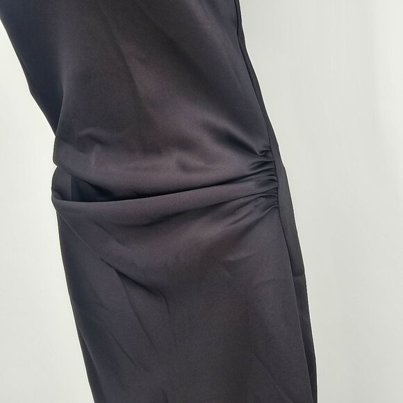 Zara Twisted Halter Maxi Dress S Black Satin Cocktail Ruched Waist Whimsigoth - Picture 11 of 11